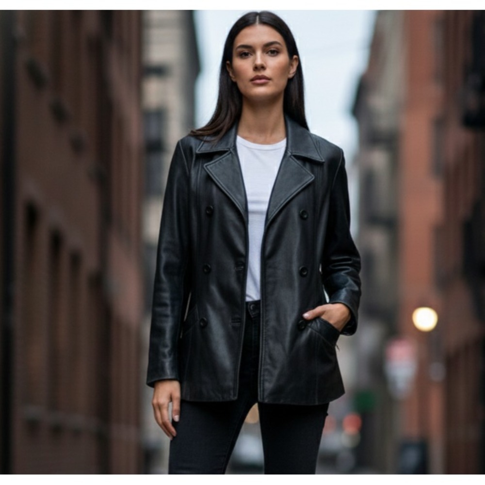 Valerie Stevens New Zealand Lambskin Women's Size‎ Medium Black Long Sleeve Coat